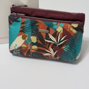 Jim Thompson Floral Double-Zip Cosmetic Mirror Pouch